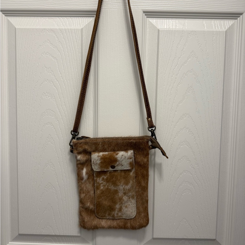Myra Bag Tan and White Fur Crossbody